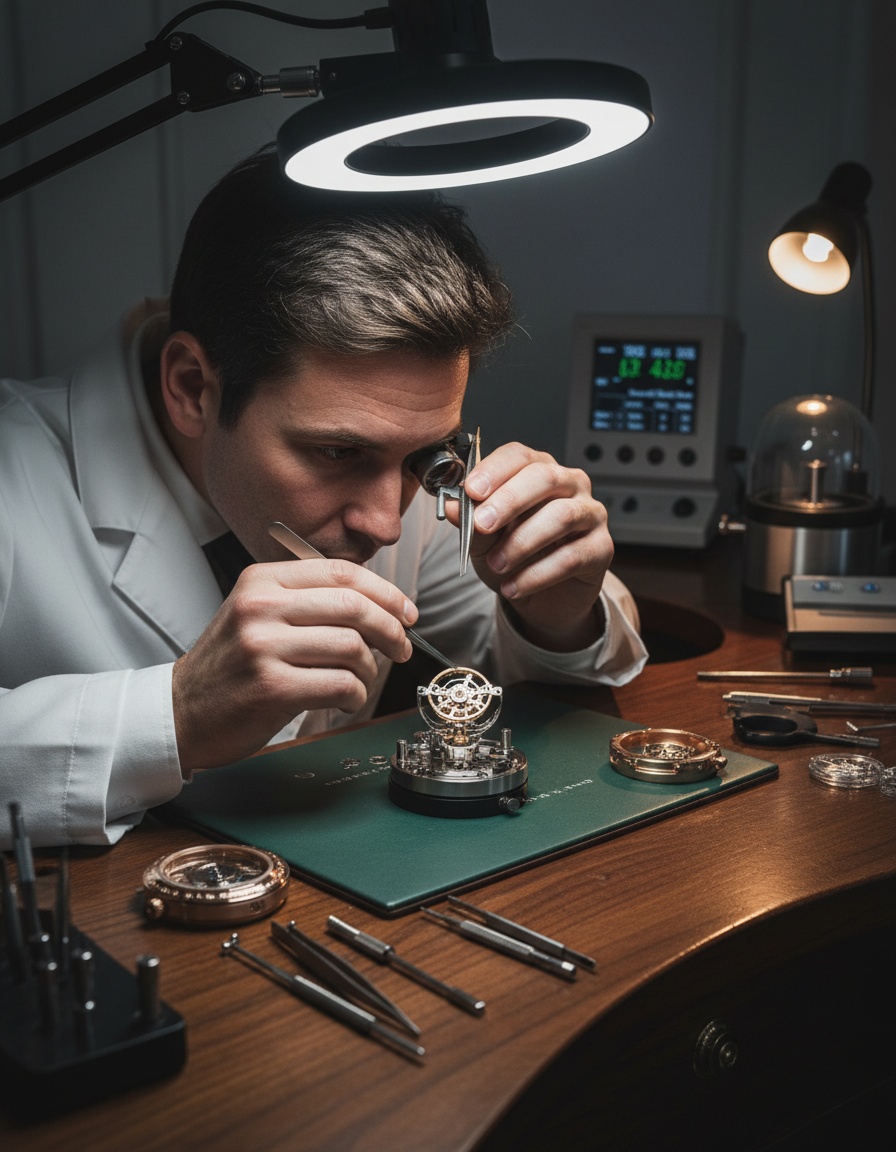 Expert authentifiant une montre de luxe